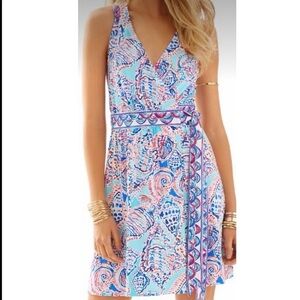 Lilly Pulitzer Bellina Wrap Dress XS seashell print 🐚